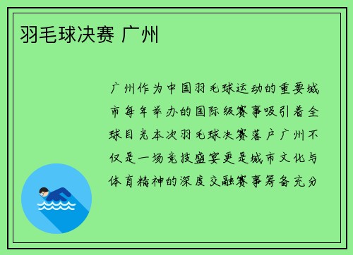 羽毛球决赛 广州