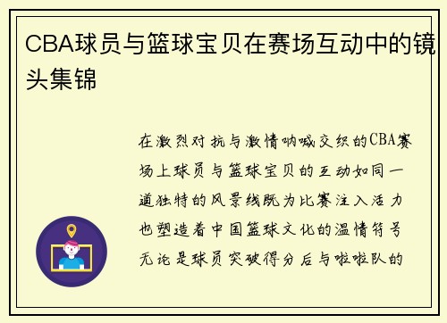 CBA球员与篮球宝贝在赛场互动中的镜头集锦